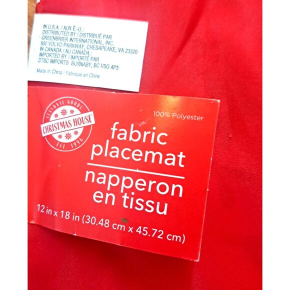 Christmas House Placemats Set of 4 White Holly Berry Holiday Festive 18x12 - Picture 4 of 4